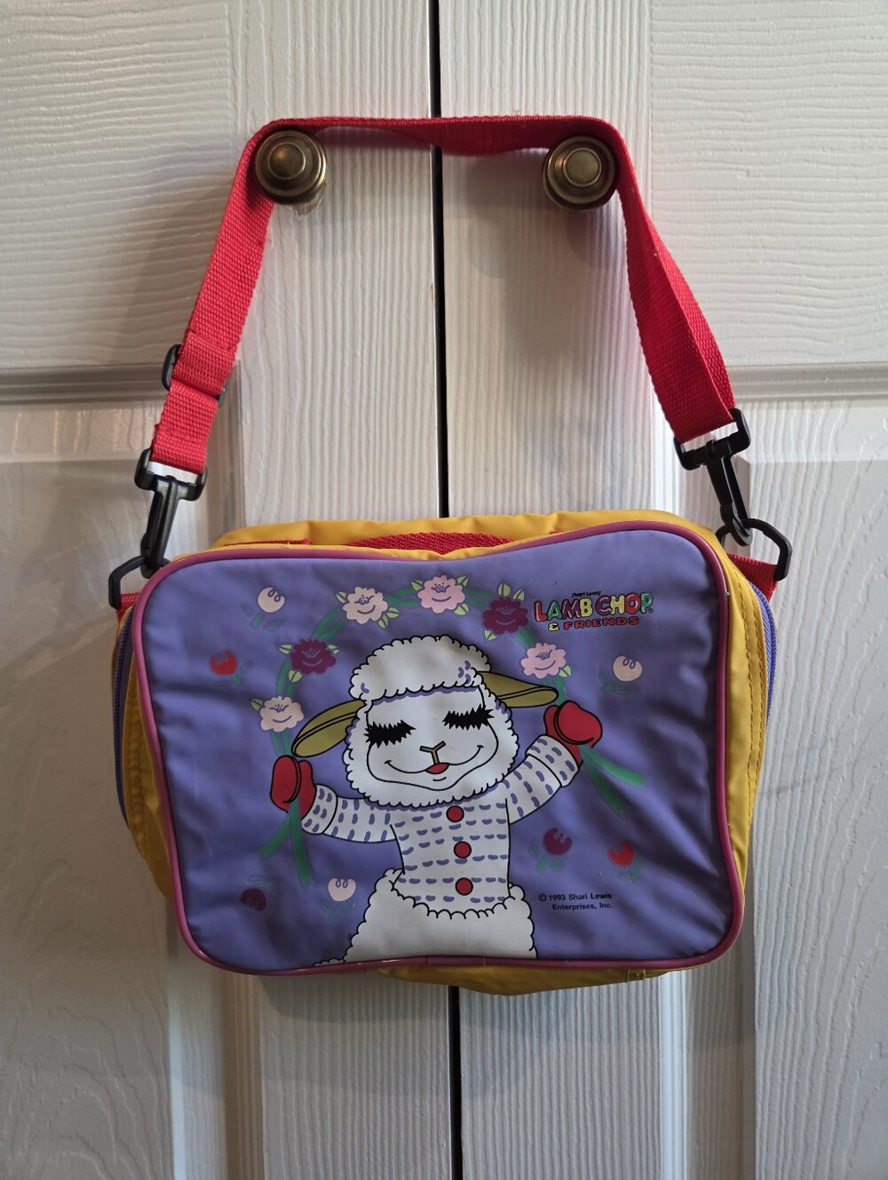 Vintage 1993 Collect Lamb Chop Zip Vinyl Lunchbox Shari Lewis Purple Yellow Red